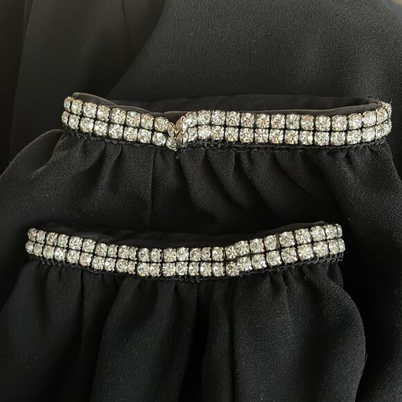 Trina Turk Black Sicily Cold-shoulder Rhinestone Detail Cocktail Dress Size 4 - Picture 12 of 12